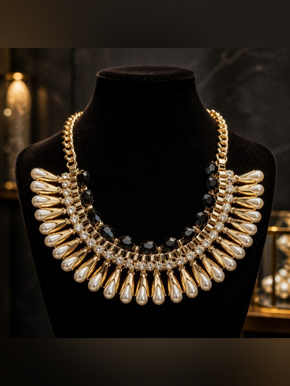 Macy's Gold and Black Pearl Necklace